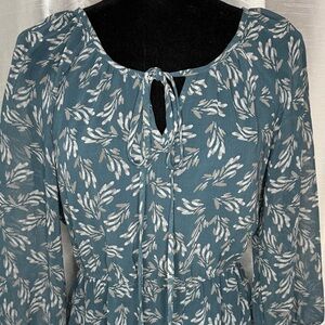 Banana Republic Dress Leaf Pattern Balloon 3/4 Sleeve Fit & Flare Women’s 6P